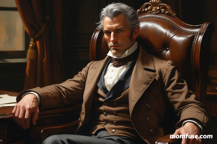 A distinguished gentleman from the 19th century, seated in an ornate chair.
