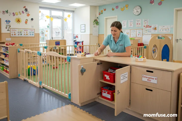 Childcare center with visible safety features.