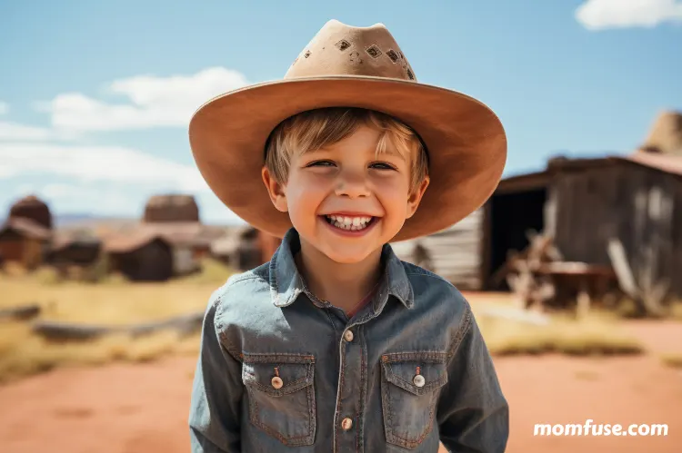 A cheerful young boy smiles brightly at the camera.