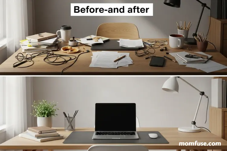 Before-and-after style clean workspace.