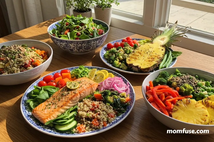 A vibrant spread of healthy foods.