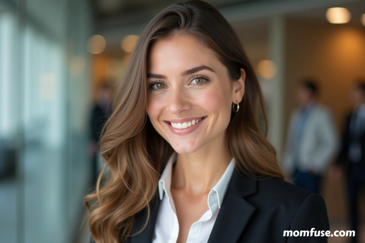 A well-dressed professional wearing natural-enhancing coloured contacts
