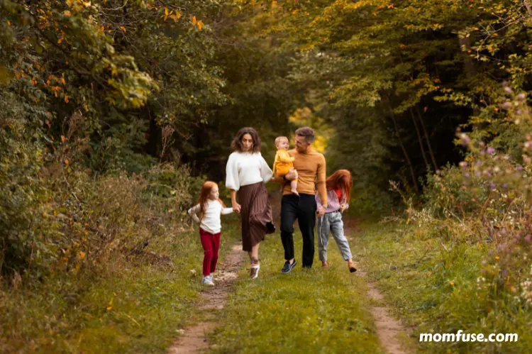 Family lifestyle outdoors in autumn time