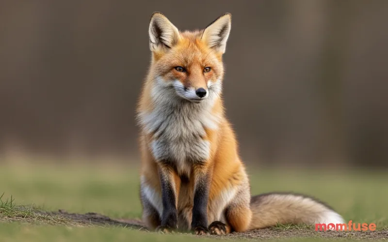 “realistic fox sitting calmly, centered composition, neutral natural background, sharp detail, professional wildlife shot”