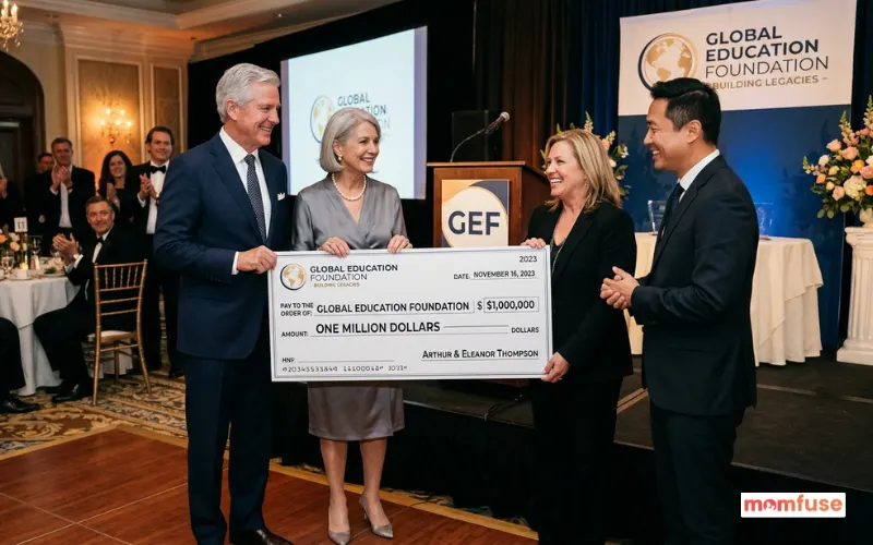 Wealthy couple donating to charity foundation, philanthropy and legacy giving concept,