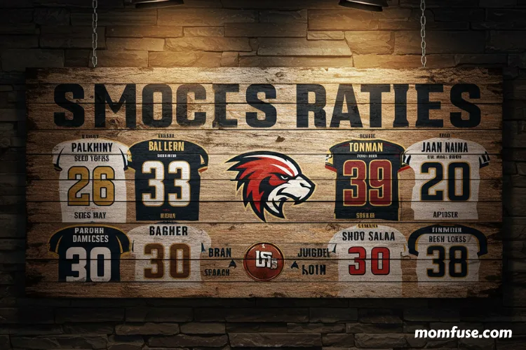 A custom sports sign with player names, jersey numbers.