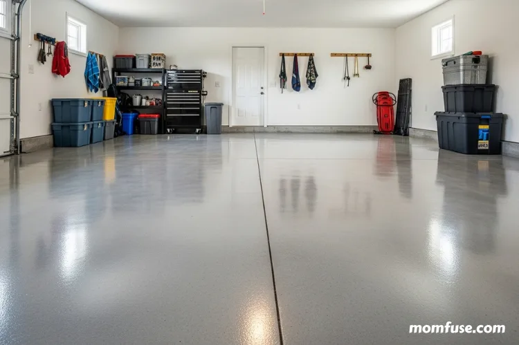 A clean polished home garage floor.