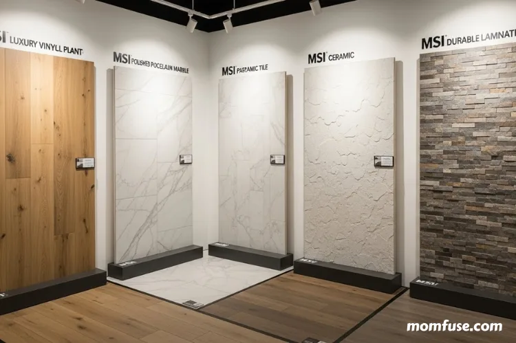A curated display of various MSI Surfaces flooring options.