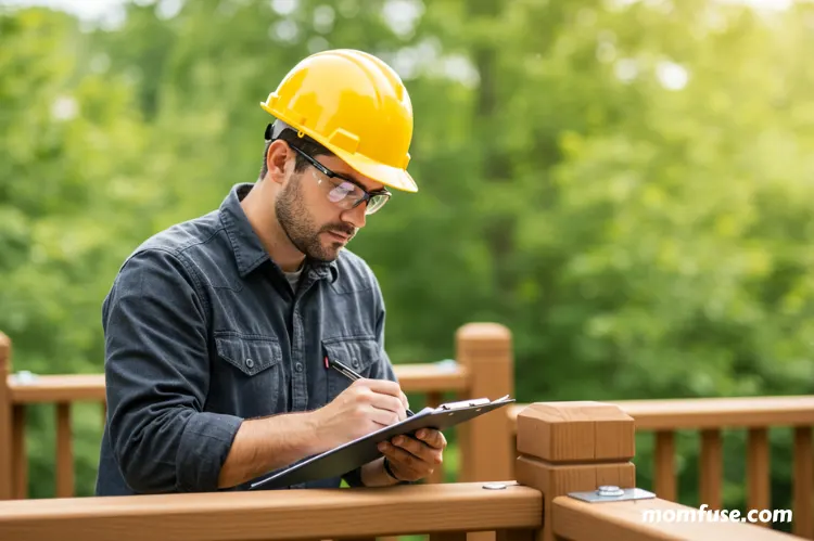 contractor reviewing deck safety standards.