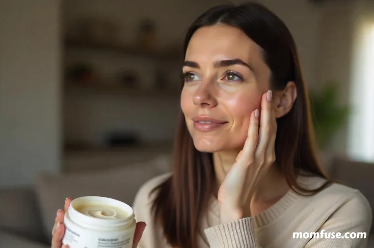 A woman applying a hydrating moisturizer to her face