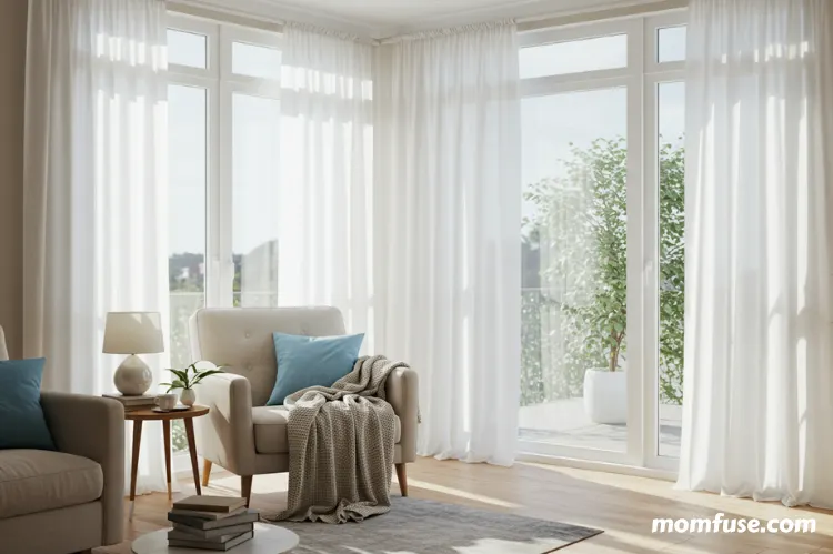 A bright and airy living room with floor-to-ceiling windows.