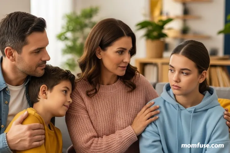 A supportive family moment noticing emotional signs.