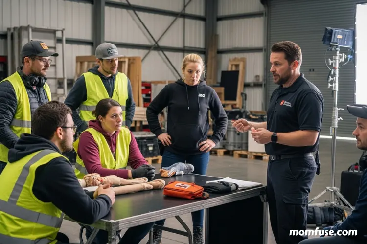A film set safety training session.