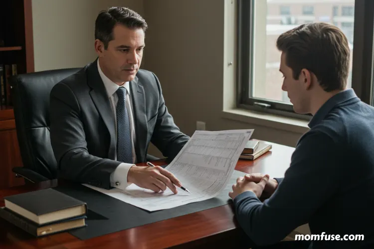Professional lawyer in an office discussing an car accident case with a client.