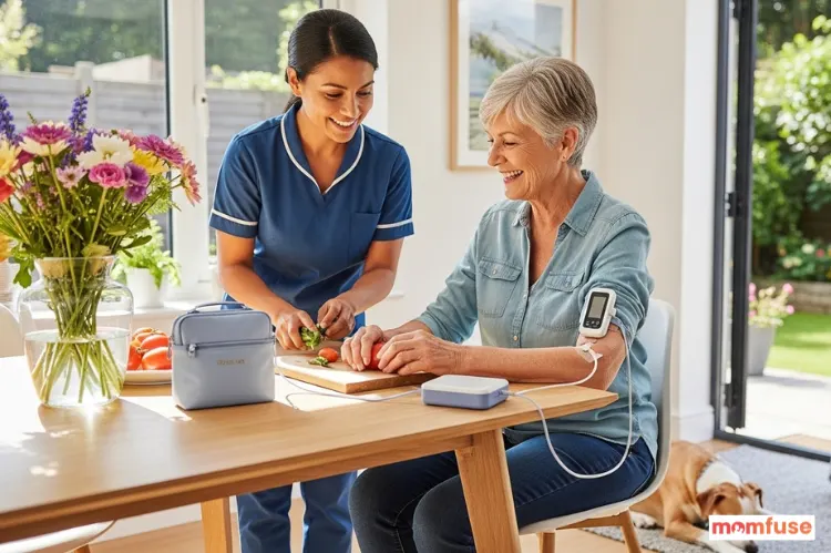 Patient living daily life while receiving care, long-term support concept, hopeful lifestyle.