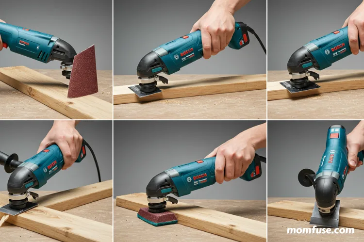 A showing an oscillating tool being used at different speeds and angles. -oscillating tool