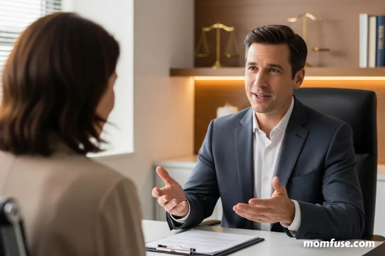 A confident, approachable medical malpractice lawyer speaking with a client.
