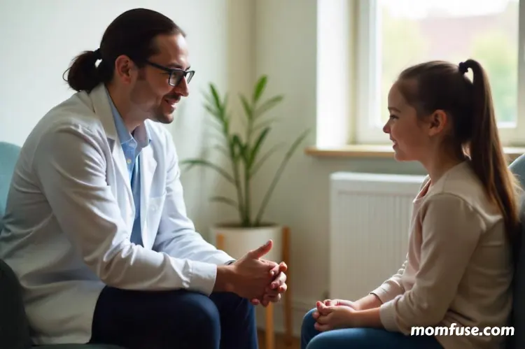 A professional behavior analyst observing a therapy session between a child and therapist in a well-lit clinical setting.