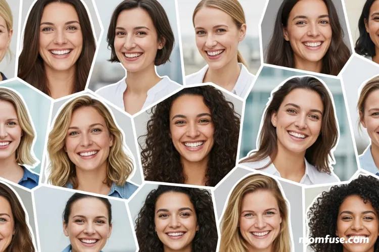 A collage-style image showing multiple women with different skin tones smiling.