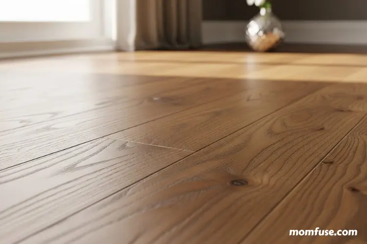 Close-up interior shot of W™ Luxury Genuine Hardwood “Northcutt” flooring.